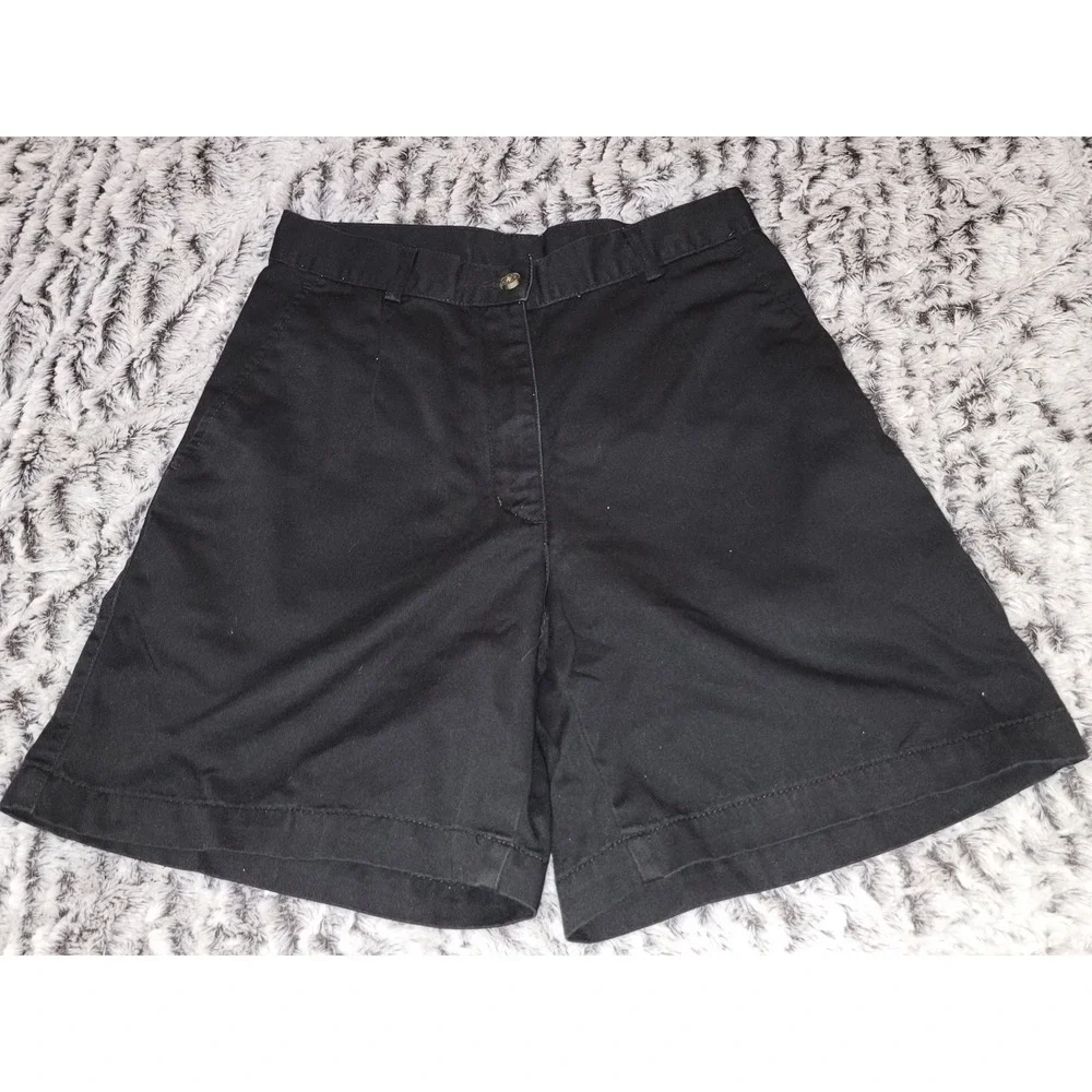 LLBean Womens Size 4 Black Cotton Casual‎ Shorts Elastic Waist